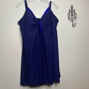 S4A Navy Tie Front 1 Piece Swimdress Sz 24
